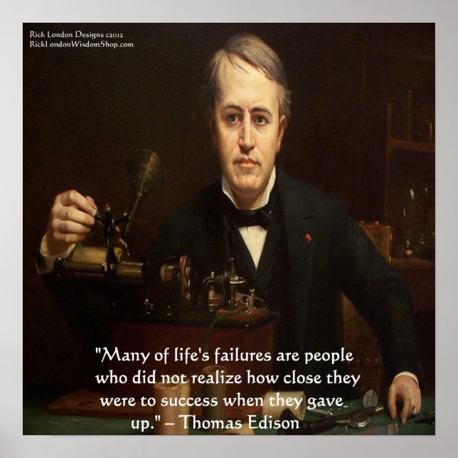 Thomas Edison "B4 Success" Wisdom Quote Poster (Vorne)