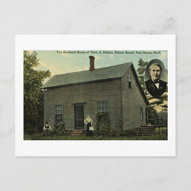Thomas Edison Boyhood Zuhause - Vintage Postkarte (Vorderseite)