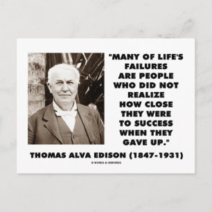 Thomas Edison Erfolgsausfälle sind Nah aufgeblasen Postkarte