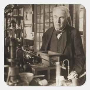 Thomas Edison in seinem Labor Stereobild Quadratischer Aufkleber