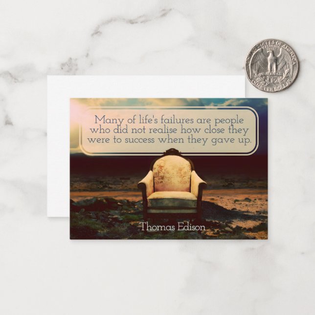 Thomas Edison Inspirational Zitat "Failures" Mitteilungskarte (Vorderseite/Rückseite Beispiel)
