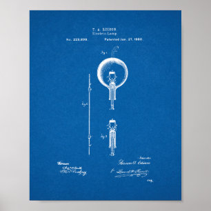 Thomas Edison Light Bulb Patent - Blueprint Poster