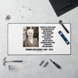 Thomas Edison Results Invention Pure Simple Quote Schreibtischunterlage