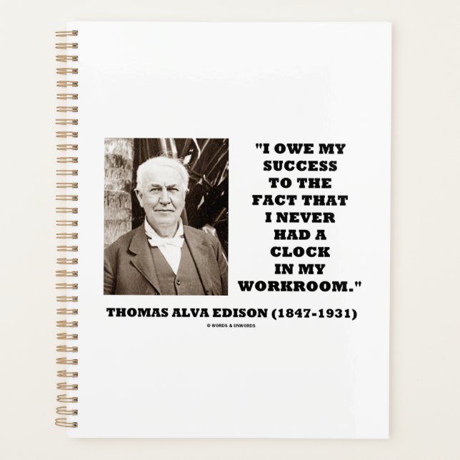 Thomas Edison verdankt seinen Erfolg nie einer Uhr Planer (Vorderseite)