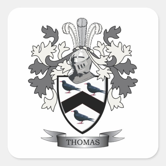 Thomas Familienwappen Quadratischer Aufkleber (Vorderseite)