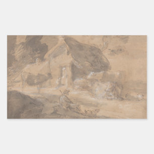 Thomas Gainsborough - Offene Landschaft mit Zahlen Rechteckiger Aufkleber