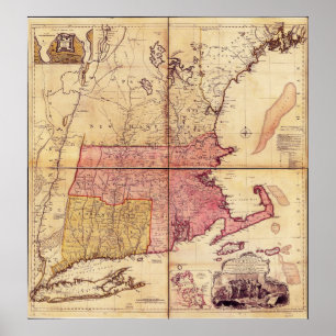 Thomas Jefferies Karte des Nordostens 1755 Poster