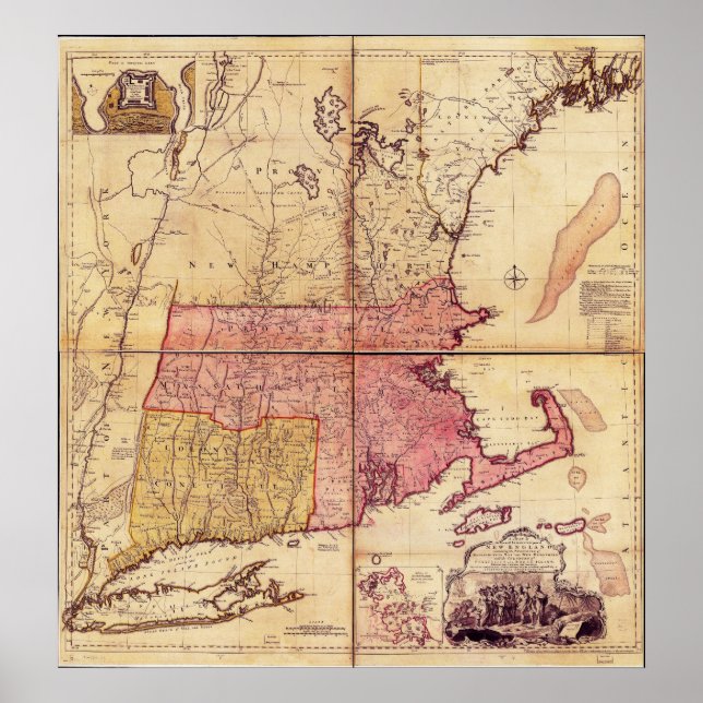 Thomas Jefferies Karte des Nordostens 1755 Poster (Vorne)