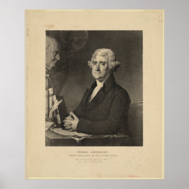 THOMAS JEFFERSON 3. US-Präsident Lithograph Poster (Vorne)