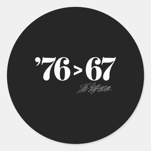 Thomas Jefferson 76 > 67 Self-evident Minimal M Runder Aufkleber (Vorderseite)