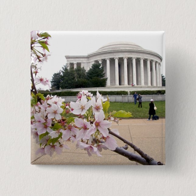 Thomas-Jefferson-Denkmal mit Kirschblüten Button (Vorderseite)