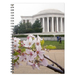 Thomas-Jefferson-Denkmal mit Kirschblüten Notizblock