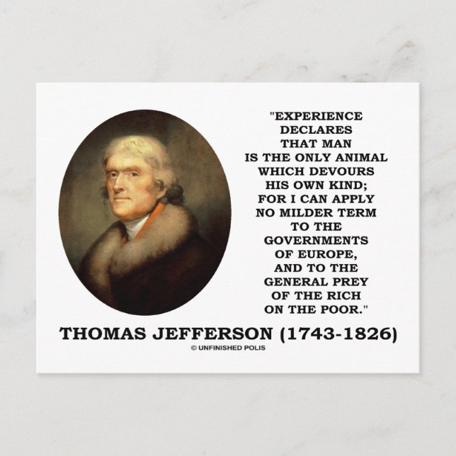 Thomas Jefferson Experience Man liebt die eigene A Postkarte (Vorderseite)