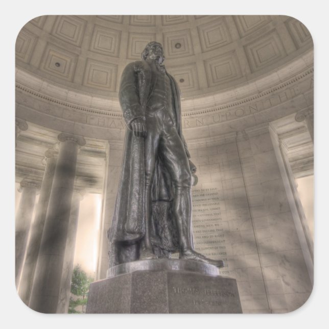 Thomas Jefferson Memorial Bronze Statue Quadratischer Aufkleber (Vorderseite)