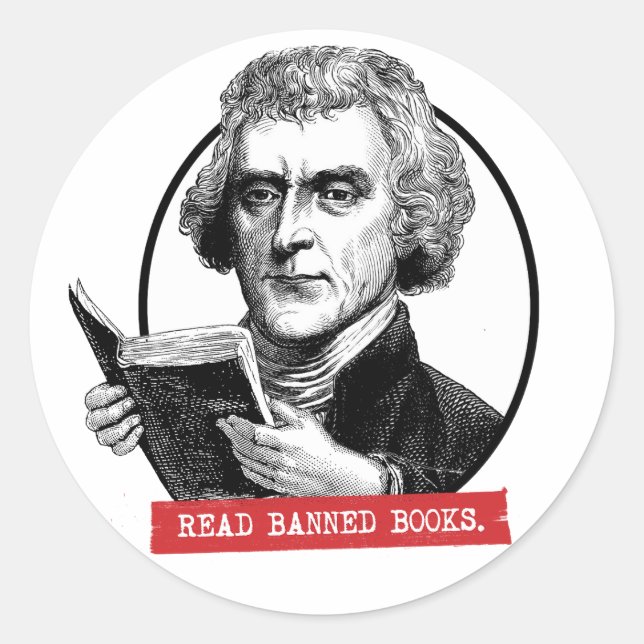 Thomas Jefferson Reads Banned Books Runder Aufkleber (Vorderseite)