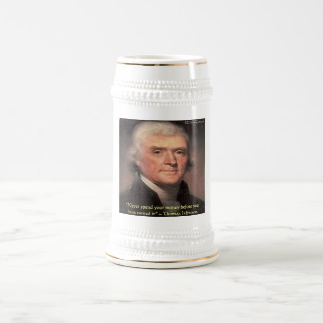 Thomas Jefferson "Spending Money" Weisheitsgeschen Bierglas (Mittel)