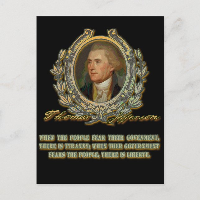 Thomas Jefferson Zitat:  Regierung und Volk Postkarte (Vorderseite)