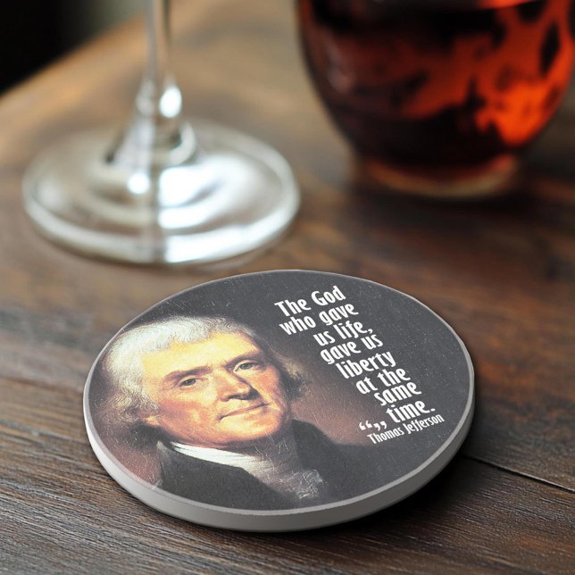Thomas Jefferson Zitat über Gott und Freiheit Sandstein Untersetzer (Thomas Jefferson Quote Coaster)