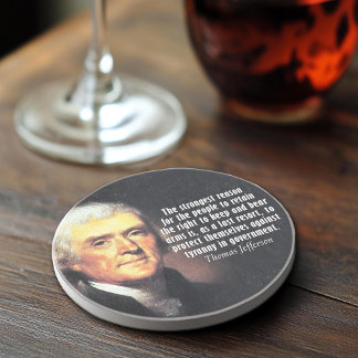 Thomas Jefferson zitiert auf das Recht, Waffen zu Sandstein Untersetzer