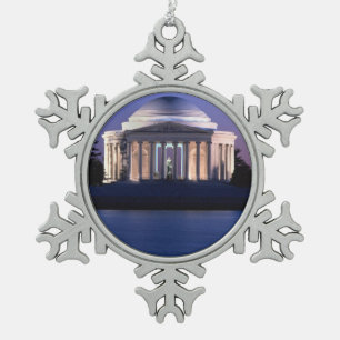 Thomas- Jeffersondenkmal an der Dämmerung Schneeflocken Zinn-Ornament