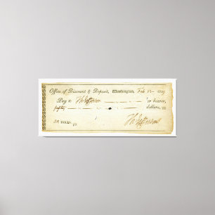 Thomas- Jeffersonunterzeichnung auf Bank-Karo 1809 Leinwanddruck