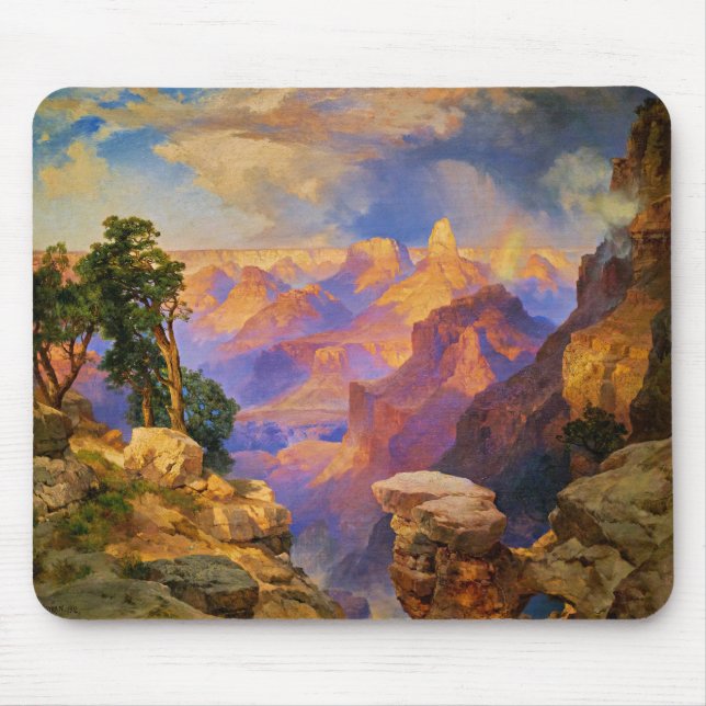 Thomas Moran Kunst, Grand Canyon mit Regenbogen Mousepad (Vorne)