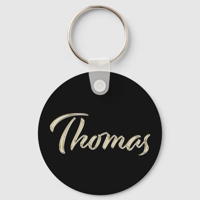 Thomas Name Whitegold Button Schlüsselger Schlüsselanhänger (Vorderseite)