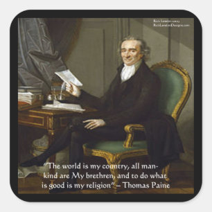 Thomas Paine "Meine Brüder" Zitate Geschenke & Kar Quadratischer Aufkleber