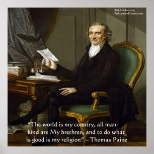 Thomas Paine "Mes Frères" Affiche de citation de s