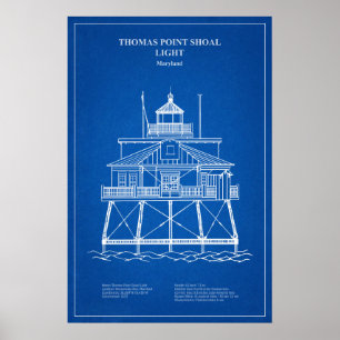 Thomas Point Shoal Leuchtturm - Maryland - AD Poster