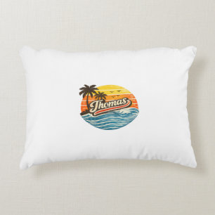 Thomas Retro-Sonnenuntergangs-Name-Design Dekokissen