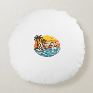 Thomas Retro-Sonnenuntergangs-Name-Design Rundes Kissen