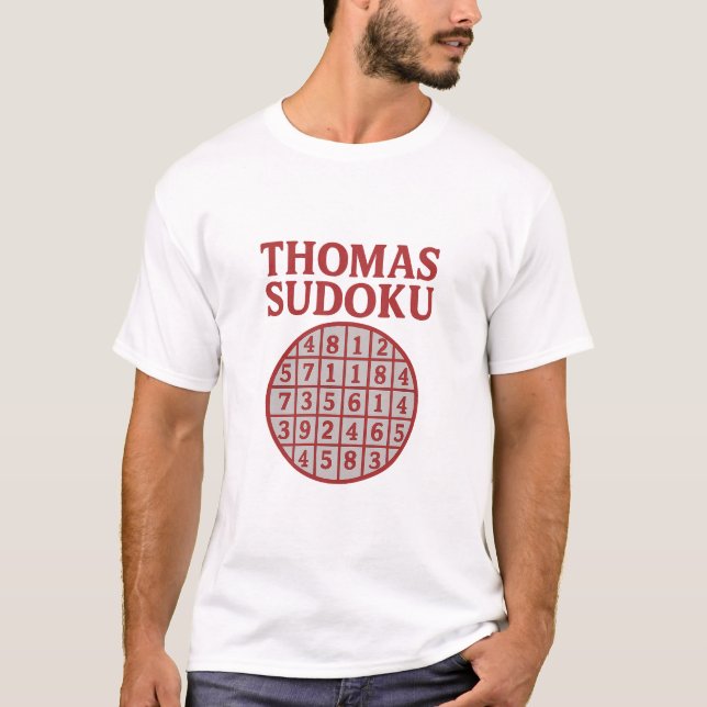 THOMAS Sudoku Puzzle – Bold Red Grid Tee (Vorderseite)