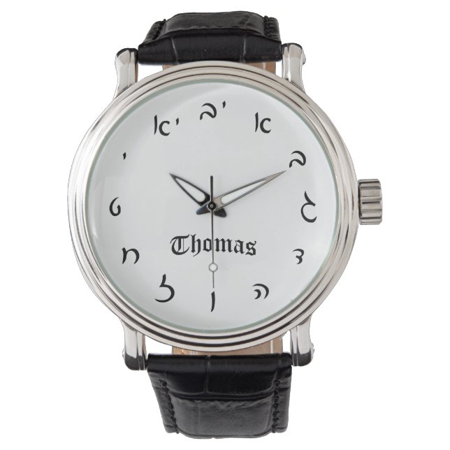 Thomas Time - hebräische Skriptnummern Armbanduhr (Vorderseite)