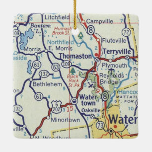 Thomaston CT Vintag Map Keramikornament