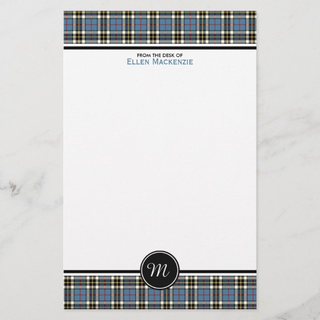 Thompson Clan Blue Formal Dress Tartan Monogram Briefpapier (Vorderseite)
