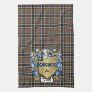 Thompson Familienwappen and Jagd Tartan (Irisch) Handtuch