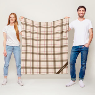 Thompson Scottish kariert Tartan beige braun Fleecedecke