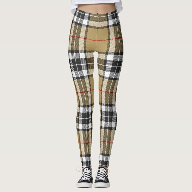 Thomson Camel Tartan Kariertes Muster Familienmode Leggings (Vorderseite)