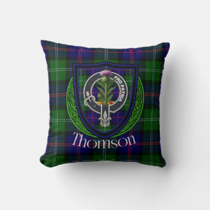 Thomson Schottischer Clan-Tartan und Wappen Kissen