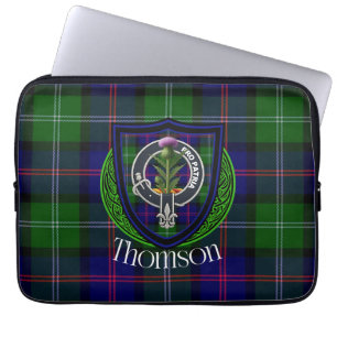 Thomson schottischer Clan-Tartan und -Wappen Laptopschutzhülle