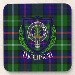 Thomson-Schottischer-Clan-Tartan & -Wappen Getränkeuntersetzer