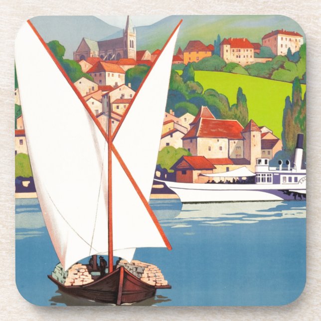 Thonon Les Bains Französisch Reisen Europa Untersetzer (Vorderseite)