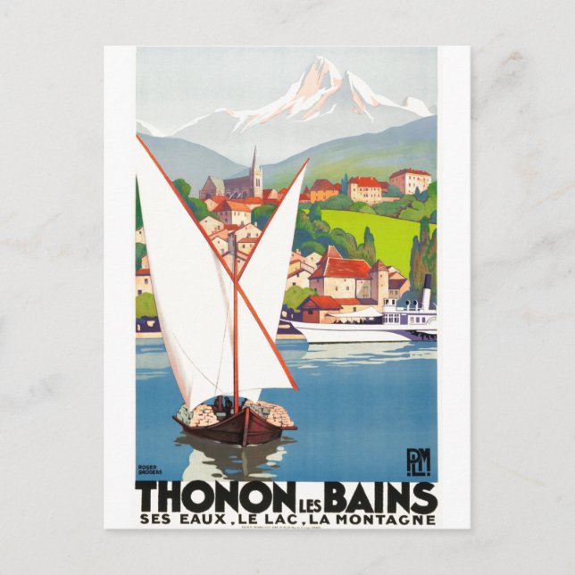 Thonon Les Bains Französische Reisewerbung Postkarte (Vorderseite)