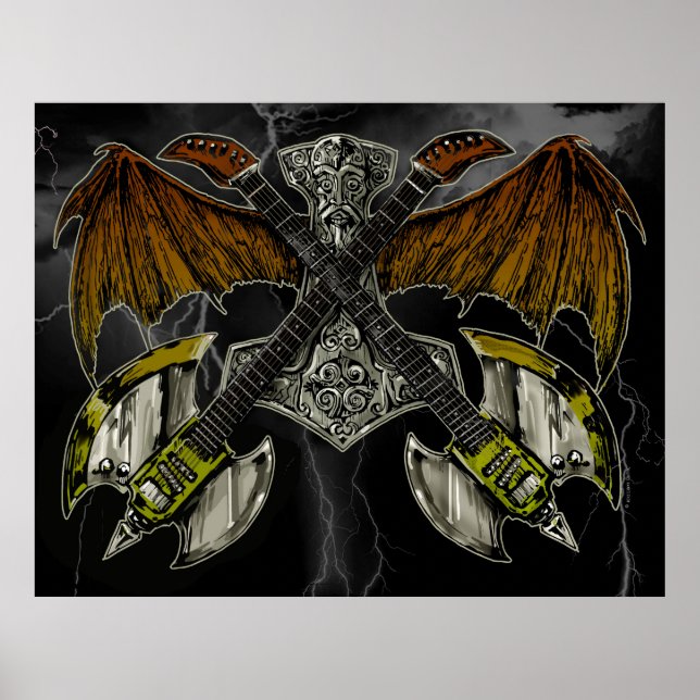 Thor Hammer der Götter Gitarren Poster (Vorne)