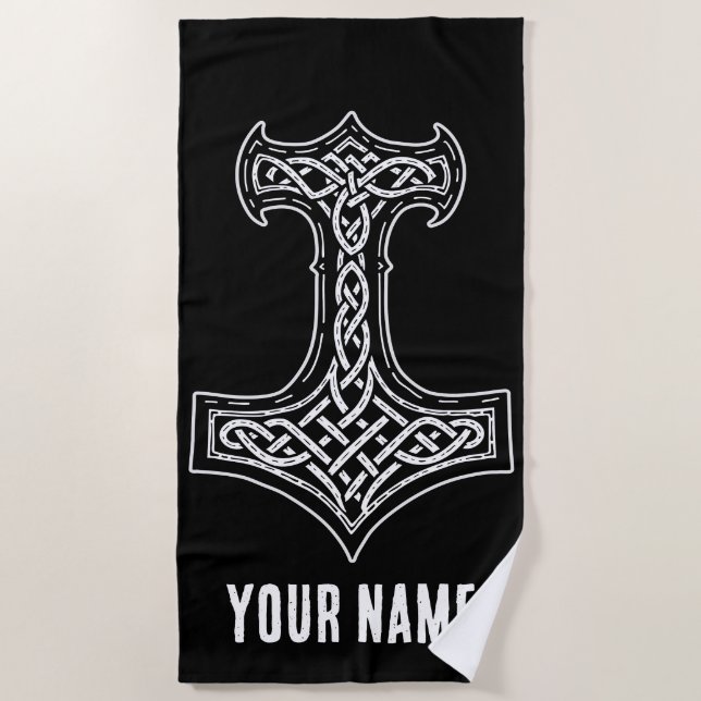 Thor Hammer Mjolnir Knoten Strandtuch (Vorderseite)