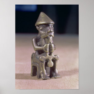 Thor mit einem Hammer, Statuette fand in Island Poster