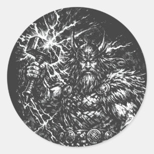 Thor — Sturmgepeitschter Gott des Donners Runder Aufkleber