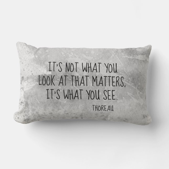Thoreau literarische Zitate graue Spritzer Design Lendenkissen (Vorderseite)