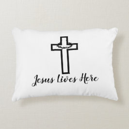 Thorn Cross Jesus lebt hier Akzent Kissen